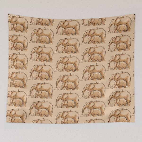 Item preview, Family of Three:  Baby Elephant, Mama & Birdie Watercolor Painting #22 designed and sold by Rebecca Rees.