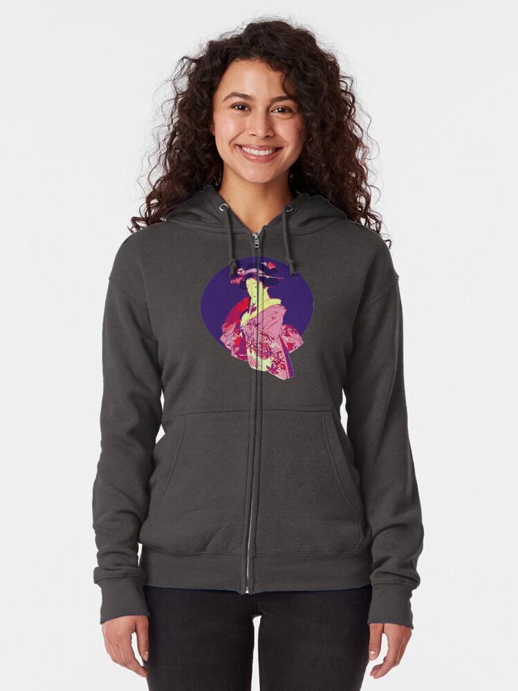 Alternate view of japan geisha japanese lady art Zipped Hoodie