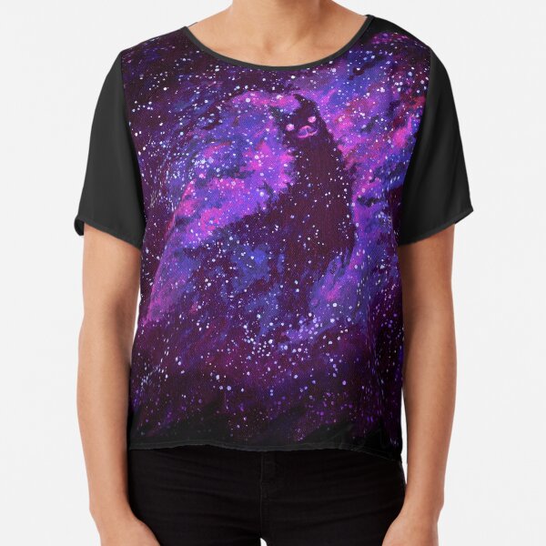 Cosmic Purple Space Llama Chiffon Top