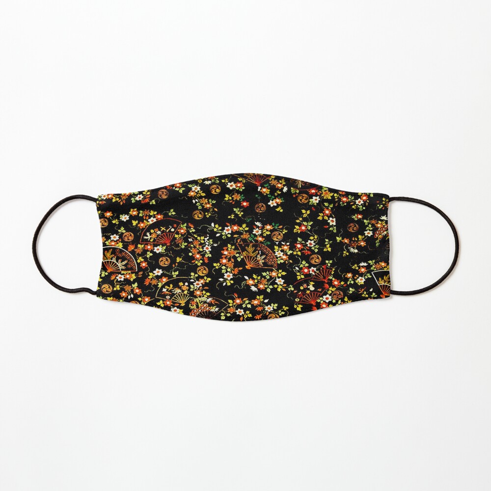 Black Floral Fan Pattern Mask