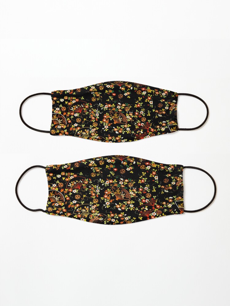 Alternate view of Black Floral Fan Pattern Mask