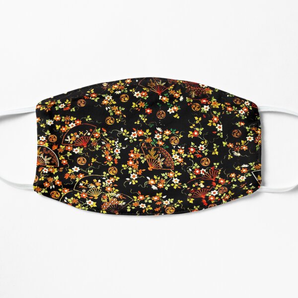 Black Floral Fan Pattern Small Mask