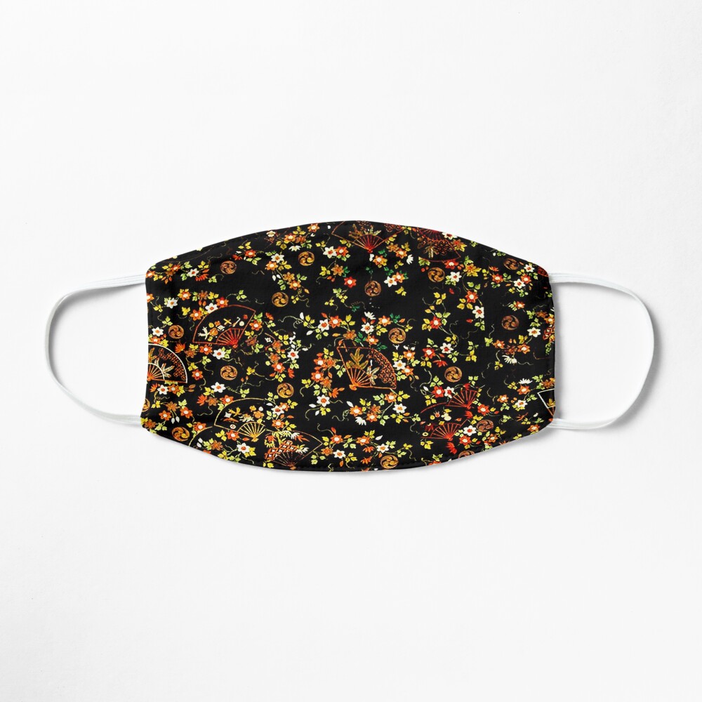Black Floral Fan Pattern Mask