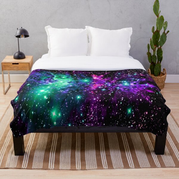 Fox Fur Nebula Mint Purple Pink Throw Blanket