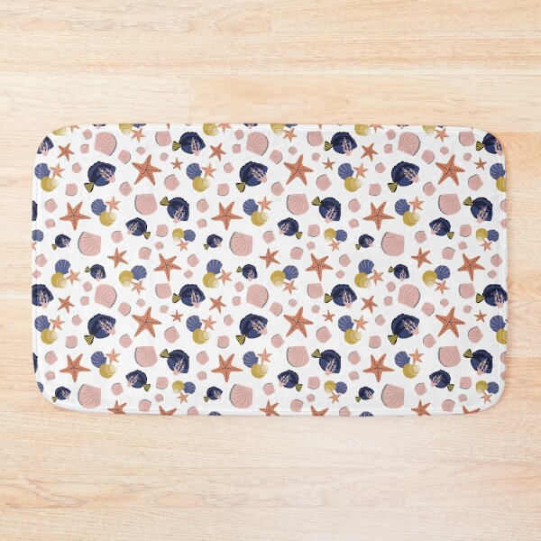 Item preview, Beautiful Beach Collection White with Surgeon fish, pink shells and starfish.  designed and sold by CJAura by Claire Jane Johnson.