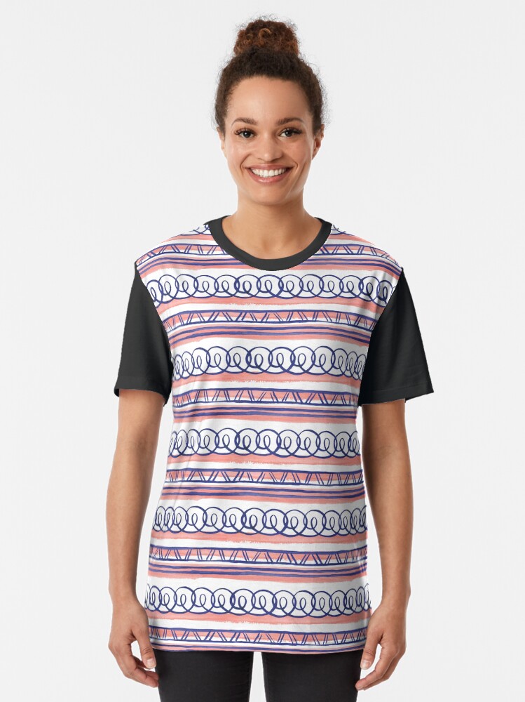 Alternate view of @@@ -- Navy & Coral Graphic T-Shirt