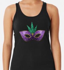 Mardi Gras Mask Purple Green Gold Sparkles Racerback Tank Top
