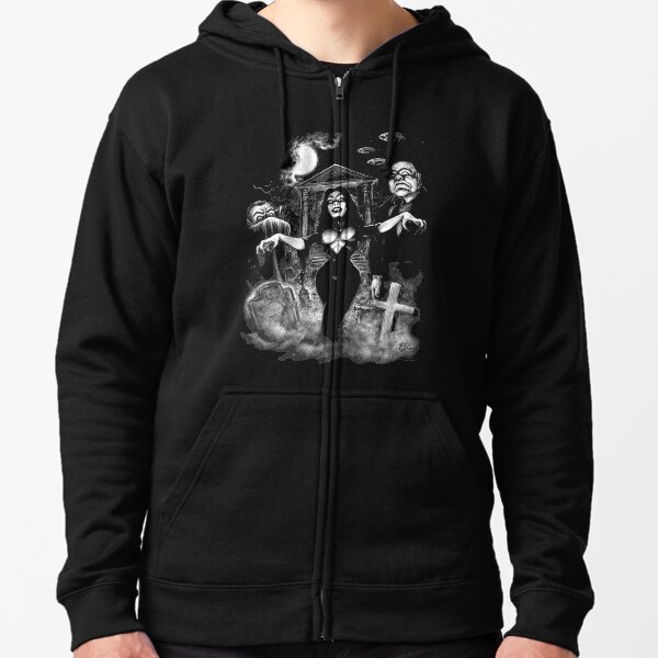 Vampira Plan 9 zombies Zipped Hoodie