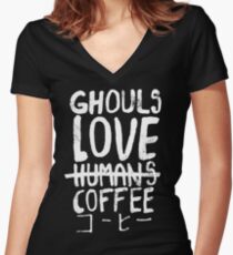 Ghouls love coffee Women's Fitted V-Neck T-Shirt