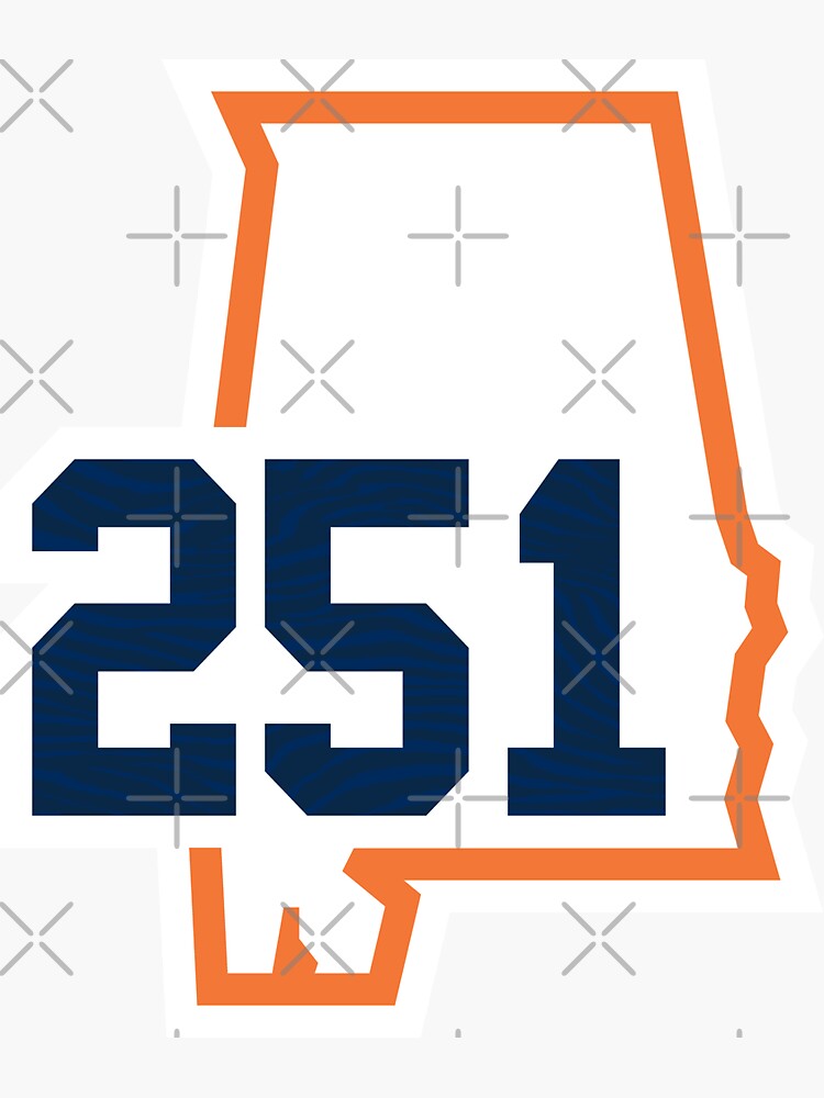 alabama-251-area-code-in-orange-blue-sticker-by-sleepylab-redbubble