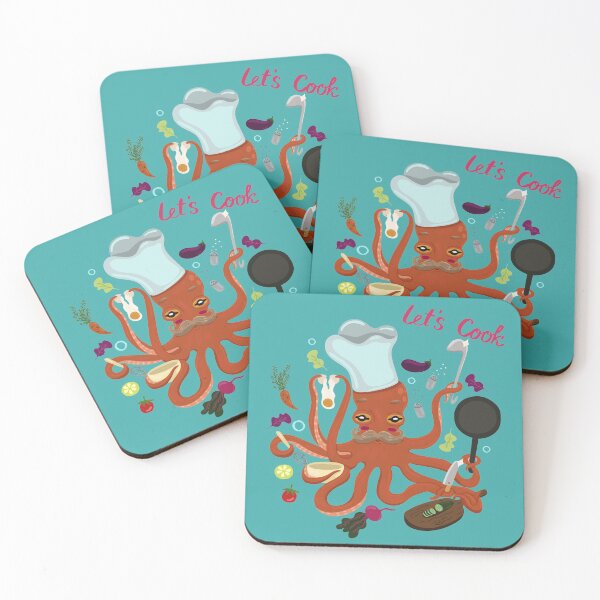 Item preview, Octopus cook. Lettering Lets Cook designed and sold by burbura.