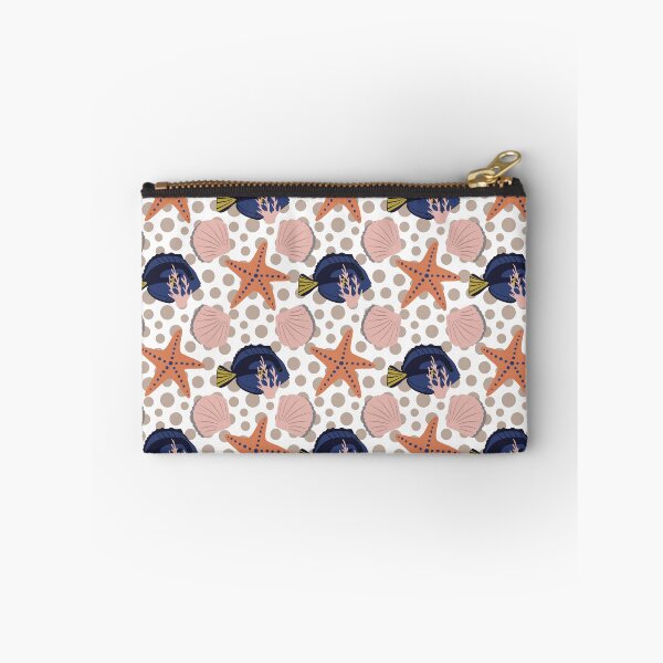 Item preview, Beautiful Beach Collection 03 White with Spots Surgeon fish, pink shells and starfish.  designed and sold by CJAura by Claire Jane Johnson.