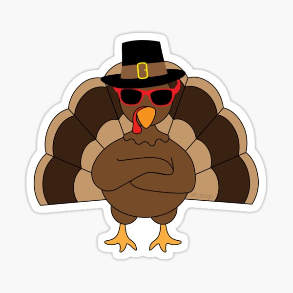 Cool Turkey with sunglasses Happy Thanksgiving Sticker