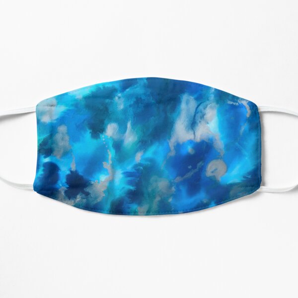 Aquatic Ocean Dreams in Blue and Aqua Flat Mask