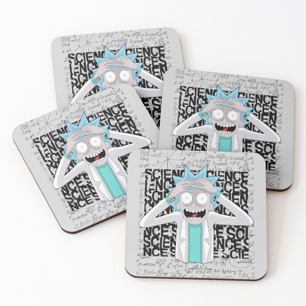 Rick Genius Crazy, Crazy about science | Rick Crazy Genius | Rick and Morty inspired design Coasters (Set of 4)