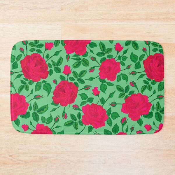 Item preview, Botanical Dark pink rose flower bushes pattern designed and sold by The Pattern Mill.