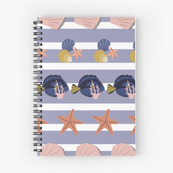 Item preview, Beautiful Beach Collection 07 Blue Stripe Surgeon fish, shells and starfish  designed and sold by CJAura by Claire Jane Johnson.