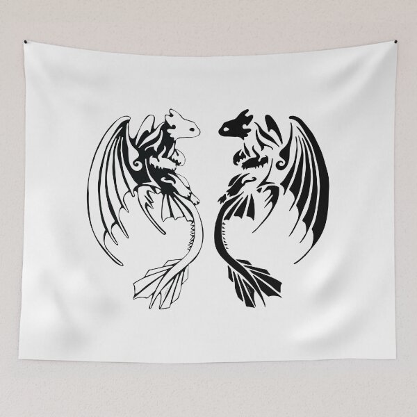 Item preview, toothless and light fury tribal art designed and sold by Texicola.
