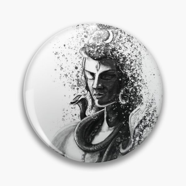 Majestic lord Shiva in Eternal meditation - Black and white  Pin