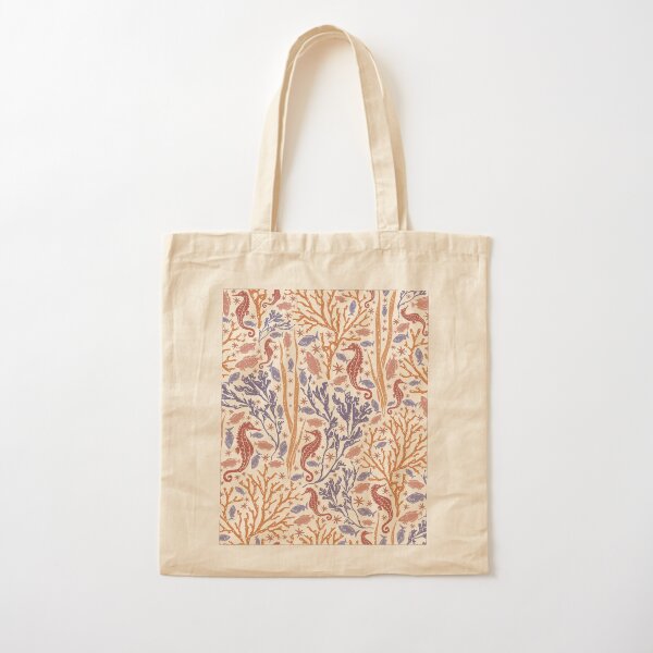 Seahorse Sea Pattern Cotton Tote Bag