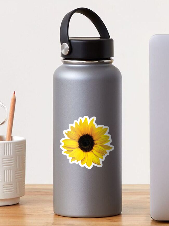 Thumbnail 1 of 3, Sticker, sunflower flower floral yellow brown designed and sold by wasootch.