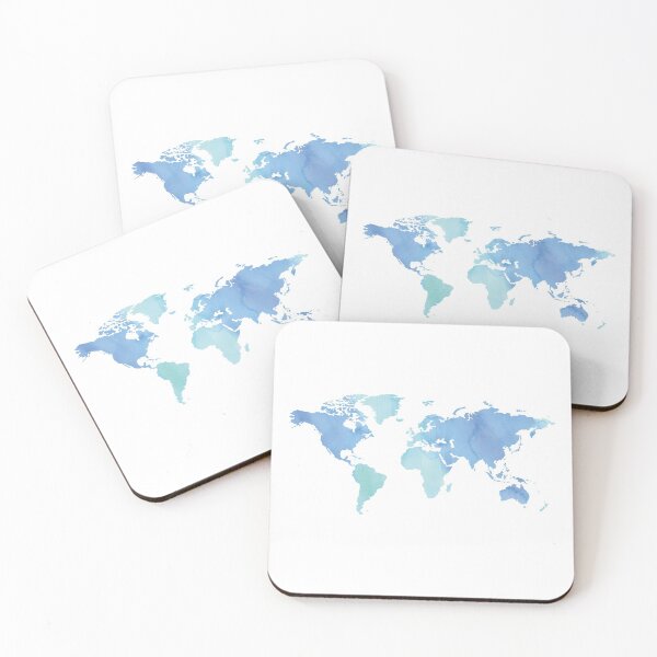 Item preview, Blue Watercolor Pastel World Map designed and sold by Freshfroot.