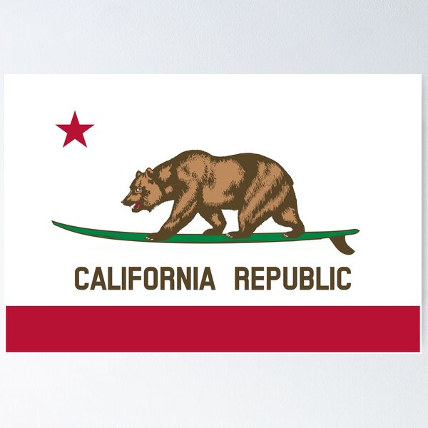 Surfing California Bear Poster