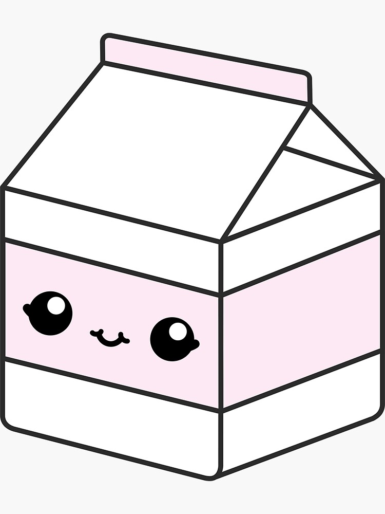 "Kawaii Milk Carton in White/Pink" Sticker for Sale by meetminnie