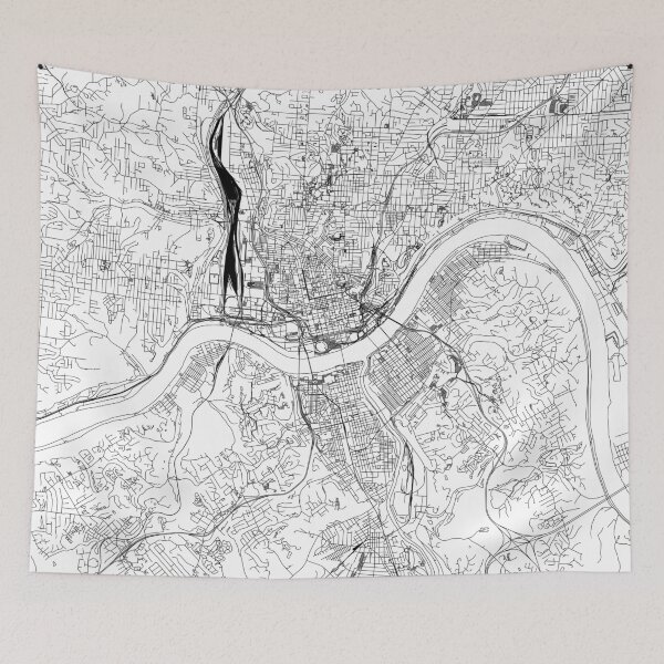 Item preview, Cincinnati White Map designed and sold by multiplicitymap.