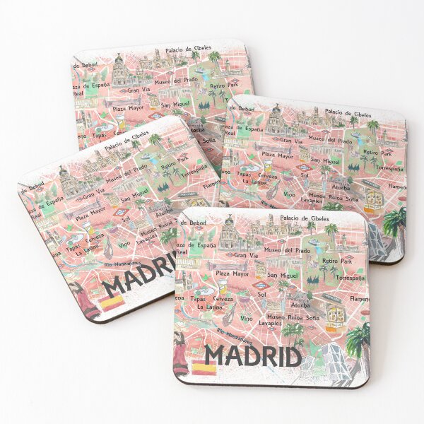 Item preview, Madrid Spain Illustrated Travel Map with Roads Landmarks and Tourist Highlights  designed and sold by artshop77.