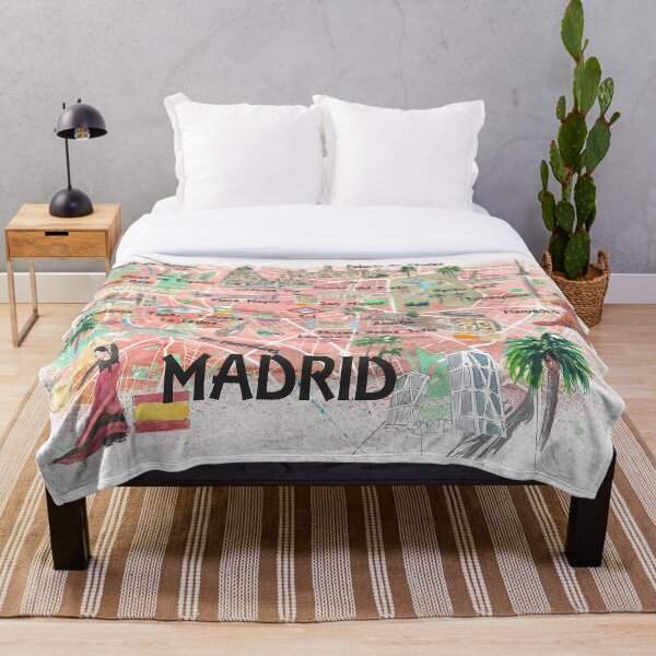 Item preview, Madrid Spain Illustrated Travel Map with Roads Landmarks and Tourist Highlights  designed and sold by artshop77.