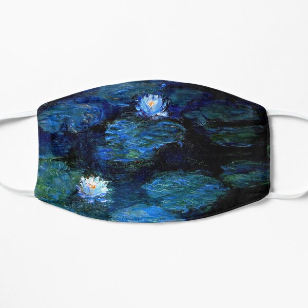 Water Lilies Monet deep blue Flat Mask