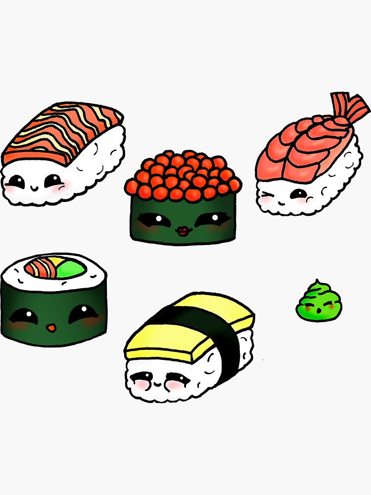 Kawaii Sushi Sticker Pack Sticker for Sale by ProjectX23