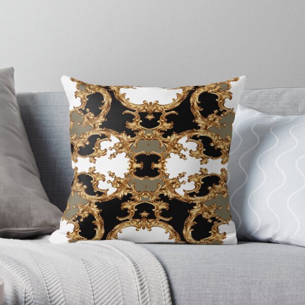 Golden ornamental baroque symmetrical Throw Pillow