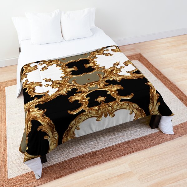 Golden ornamental baroque symmetrical Comforter