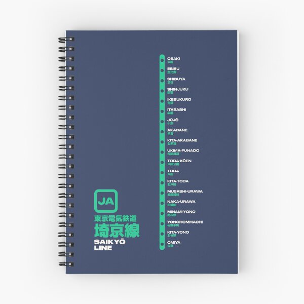 Item preview, Tokyo Saikyo Line Train Station List Map Navy designed and sold by VoodooCircus.