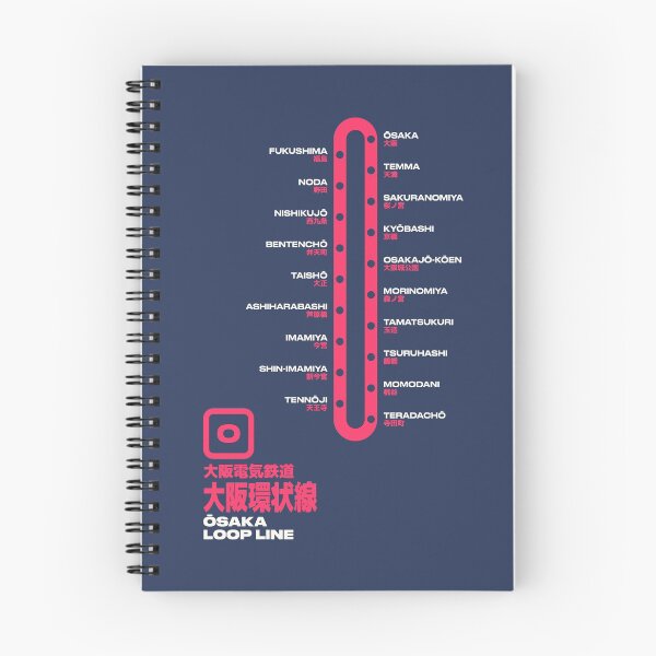 Item preview, Osaka Loop Line Train Station List Map Navy designed and sold by VoodooCircus.