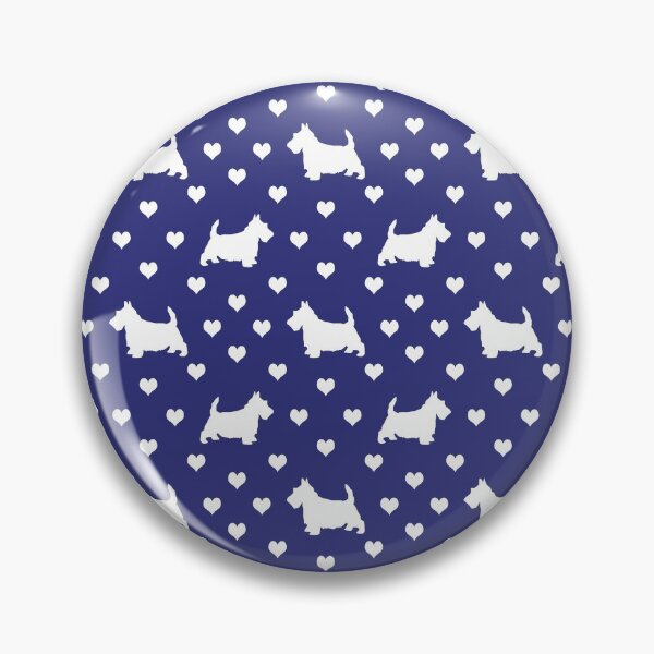 Item preview, White Scottish Terriers (Scottie Dogs) & Hearts on Dark Blue designed and sold by Karen McFarland.