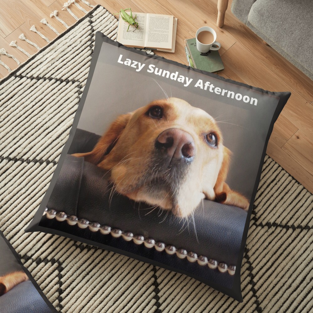 Lazy Sunday Afternoon, dog image. Floor Pillow
