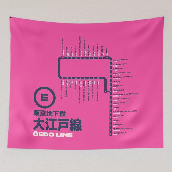Item preview, Tokyo Oedo Line Train Station List Map Magenta designed and sold by VoodooCircus.