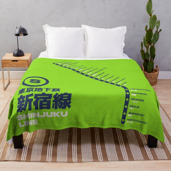 Item preview, Tokyo Shinjuku Line Train Station List Map Lime designed and sold by VoodooCircus.