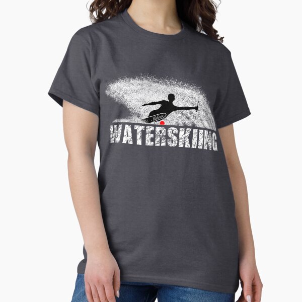 Item preview, Slalom waterskier silhouetted against spray designed and sold by TheTeeCat.