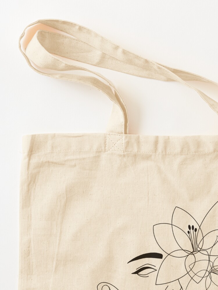 Female Face In Flowers One Line Art Tote Bag for Sale by Valeria