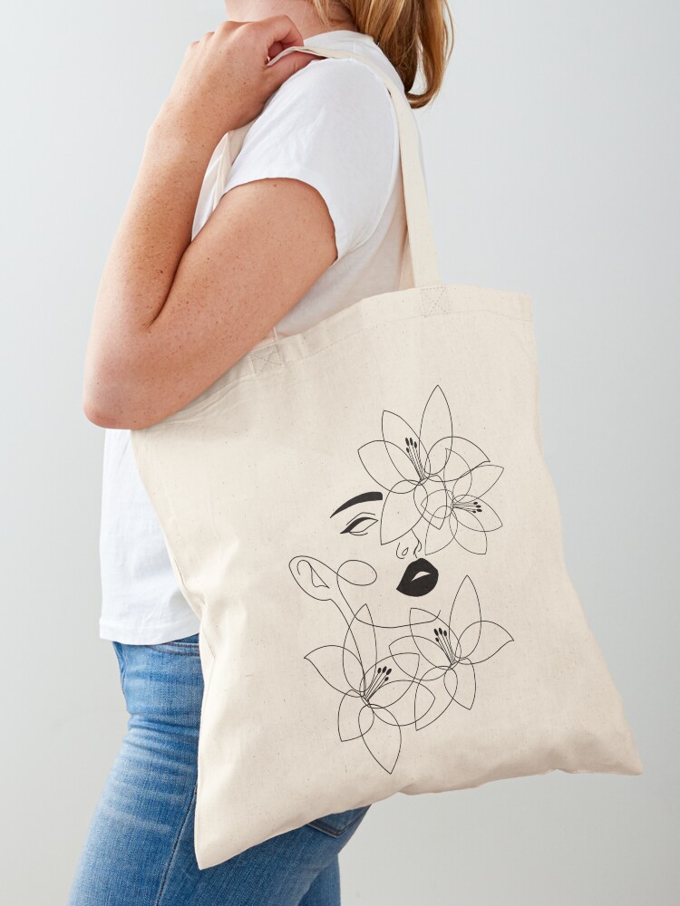 Embroidered Canvas Tote Bag, Floral Women Shopper Bag, Floral