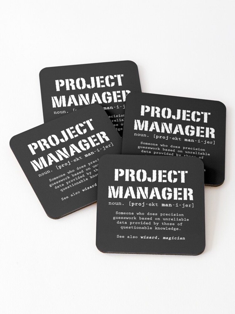 Funny Project Manager Dictionary Definition Coasters Set of 4