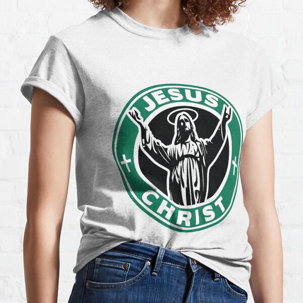 Jesus Christ Starbucks Logo Replacement Sticker Classic T-Shirt