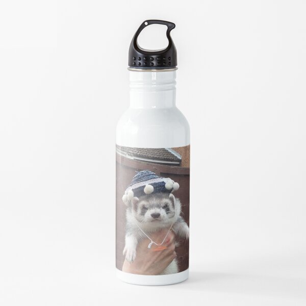 Cute Ferret wearing hat Water Bottle