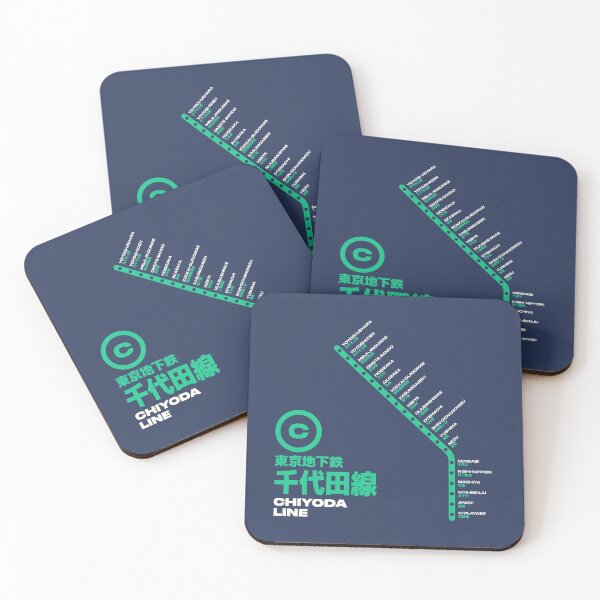 Item preview, Tokyo Chiyoda Line Train Station List Map Navy designed and sold by VoodooCircus.