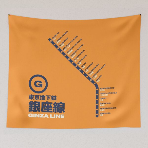 Item preview, Tokyo Ginza Line Train Station List Map Orange designed and sold by VoodooCircus.