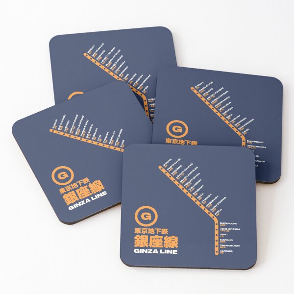Item preview, Tokyo Ginza Line Train Station List Map Navy designed and sold by VoodooCircus.